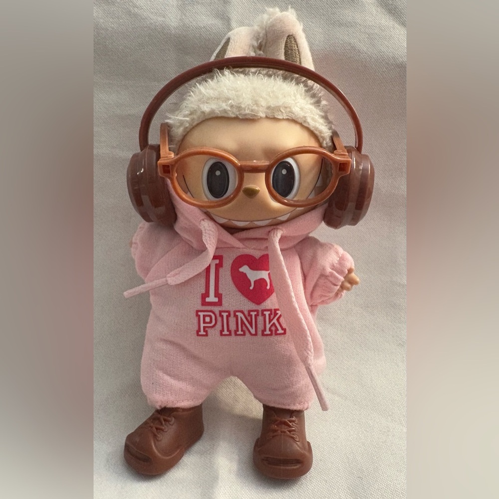 4 Piece “I Love Pink” Doll Outfit. Labubu Doll NOT Included.